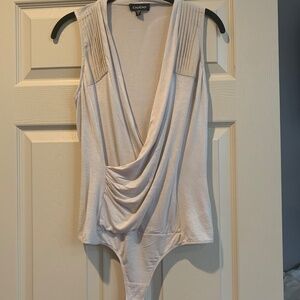 Bebe Tan Criss Cross Sleeveless Bodysuit Top sz M